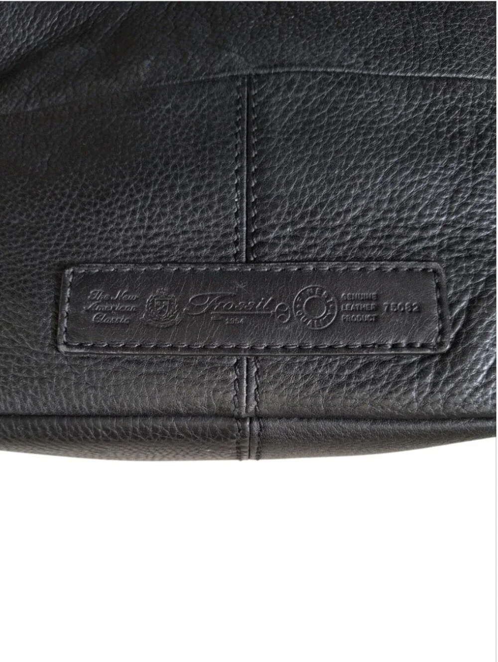 Vintage Fossil Black Pebbled Leather Slouchy Hobo Shoulder Bag Y2K